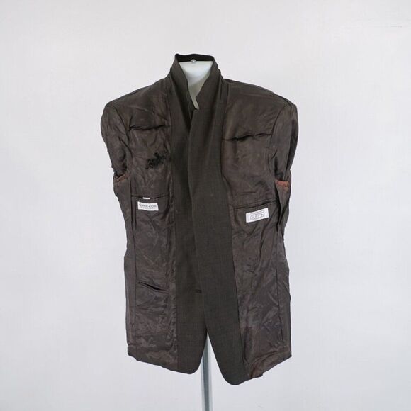 Gianfranco  Ruffini Italy Brown Check Super 100S Worsted Wool 38R Sport Coat 3 B - Picture 13 of 15